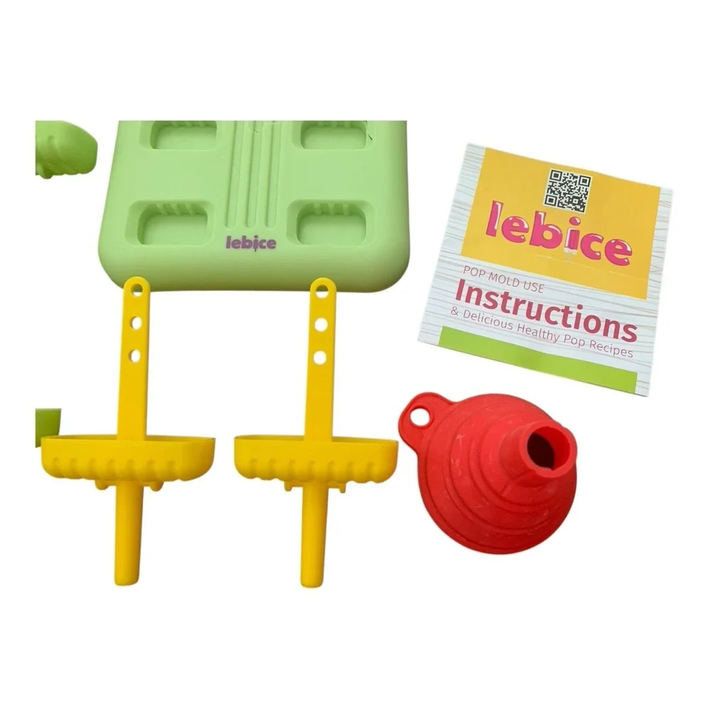 Lebice Popsicle Molds 6 Ice Pop Makers with Funnel‎ and Brush Kids DIY Snacks